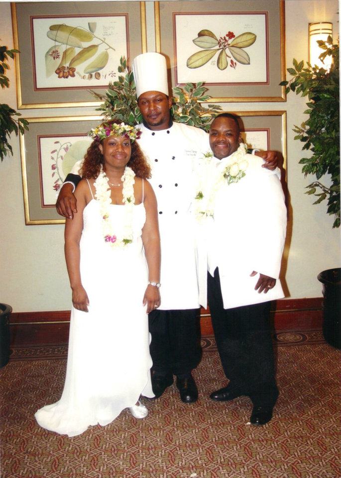 Chef Wells with Bride & Groom